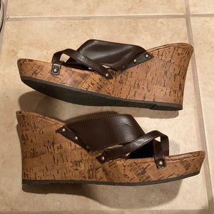 3/$20 Cork wedge sandals heels Original Arizona Jean Company Size 8.5 M 8 1/2